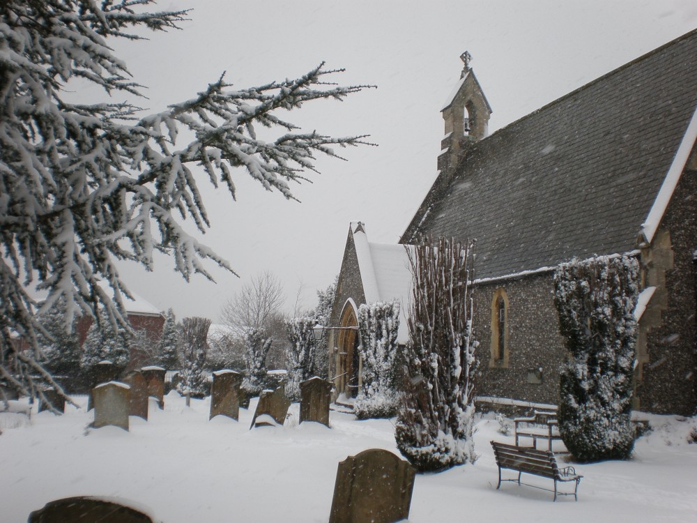 Picture of churchyard in the snow